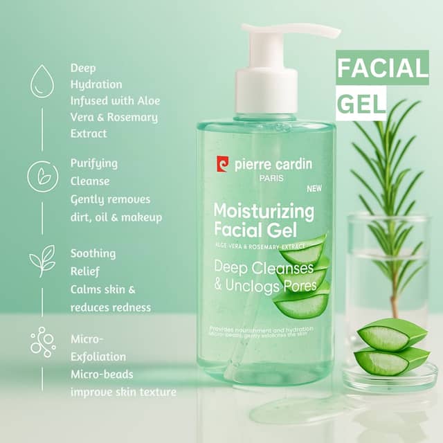 Pierre Cardin Paris Moisturizing Facial Gel With Aloe Vera & Rosemary Extract 350ml