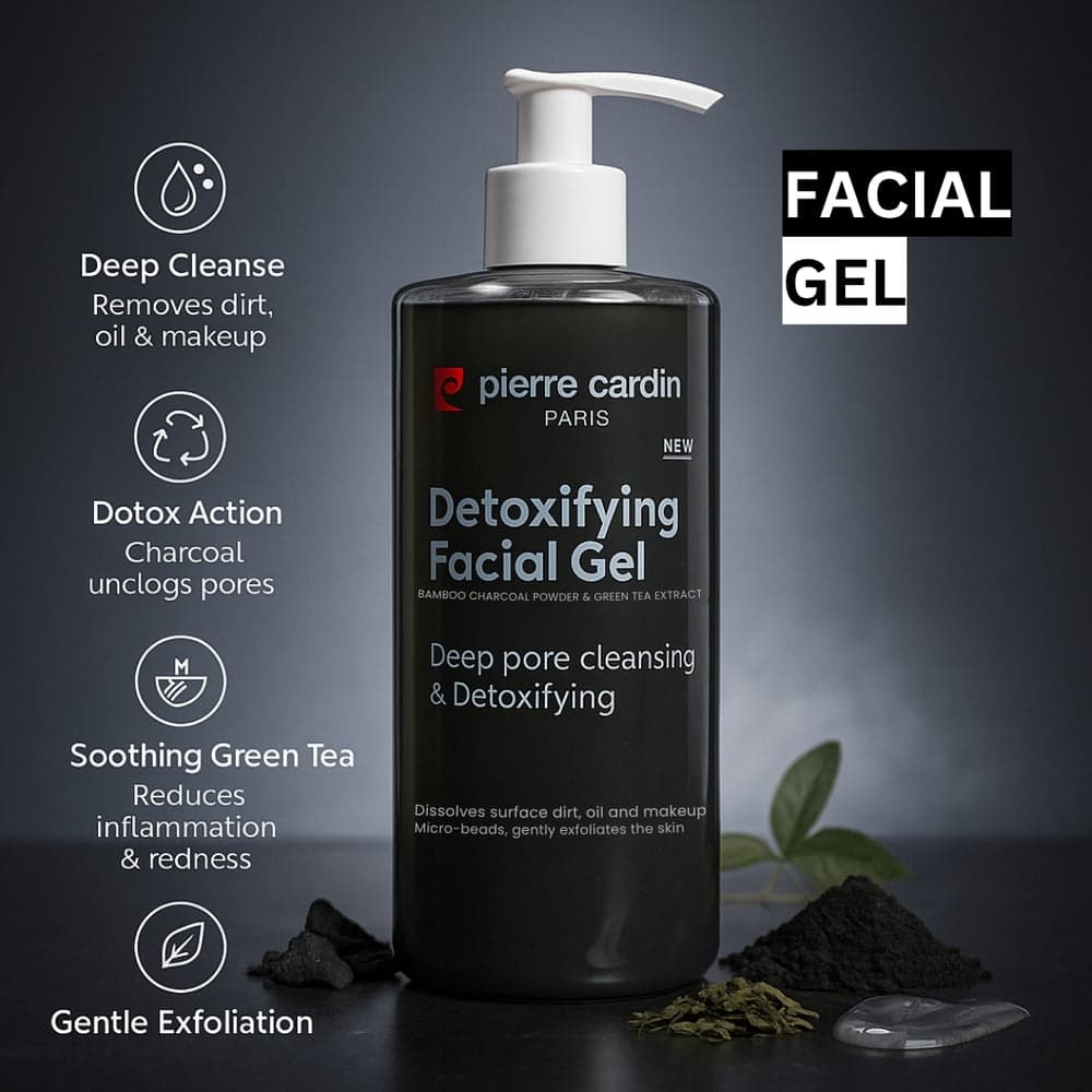 Pierre Cardin Paris Detoxifying Facial Gel With Bamboo Charcoal Powder & Green Tree Extract 350ml