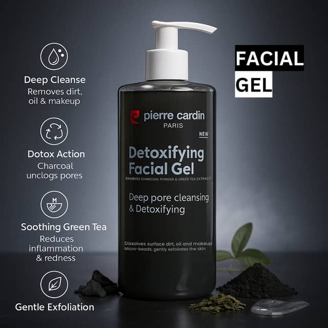 Pierre Cardin Paris Detoxifying Facial Gel With Bamboo Charcoal Powder & Green Tree Extract 350ml