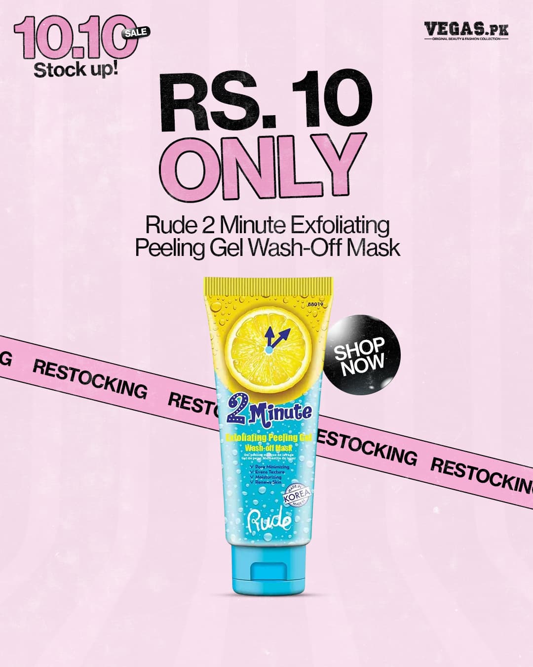 Rude 2 Minute Exfoliating Peeling Gel Wash Off Mask