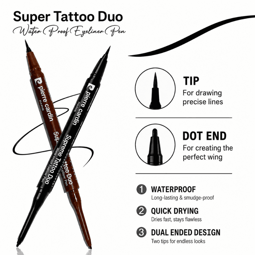 Pierre Cardin Super Tattoo Duo Waterproof Eyeliner Pen - TESTER