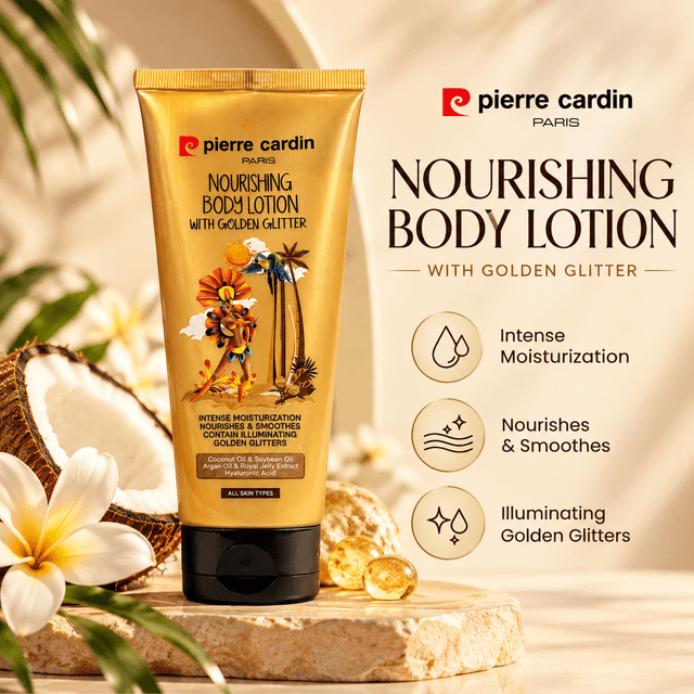 Pierre Cardin Nourshing Body Lotion With Golden Glitter