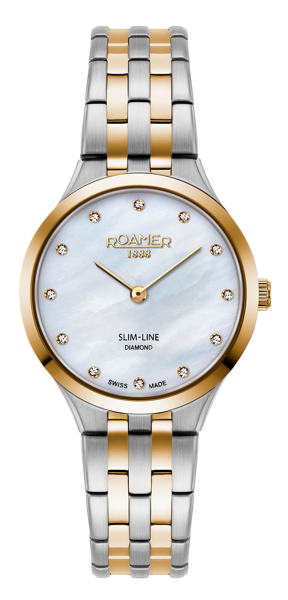Roamer Ladies Quartz Stainless Steel Watch 512847 47 89 20 Slim-Line Diamond Light Blue