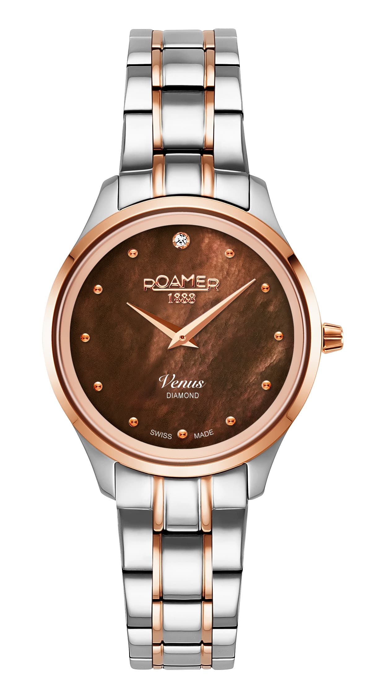 Roamer Ladies Quartz Stainless Steel WATCH 601857 49 79 20 Venus Diamond Brown
