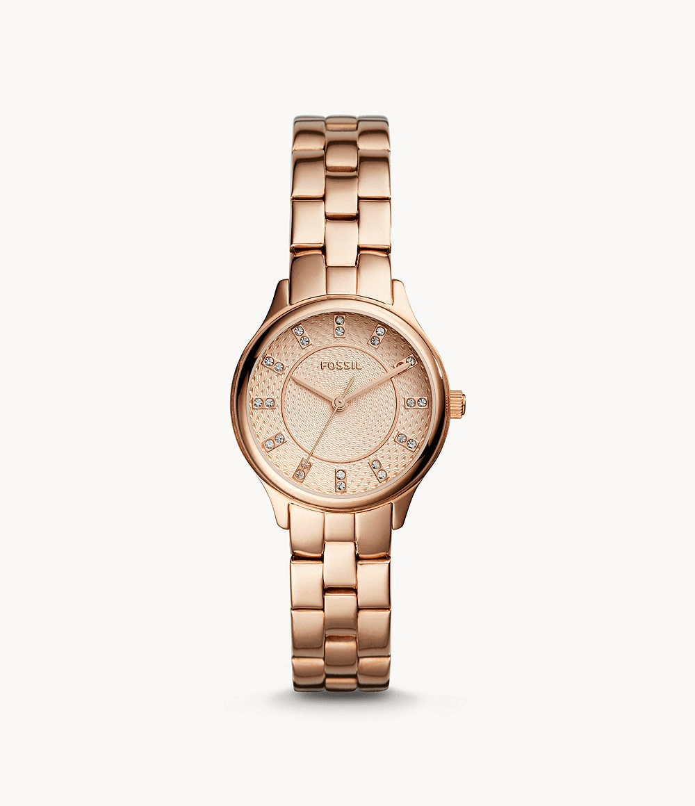 Fossil Modern Sophisticate Three Hand Rose Gold Tone Stainless Steel Watch BQ1571