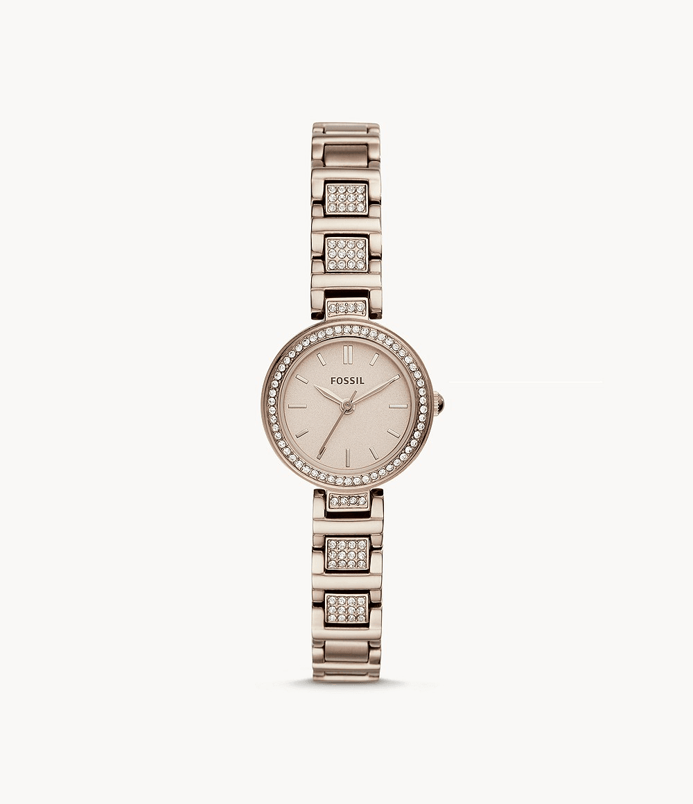 Fossil Karli Mini Three Hand Pastel Pink Stainless Steel Watch BQ3603