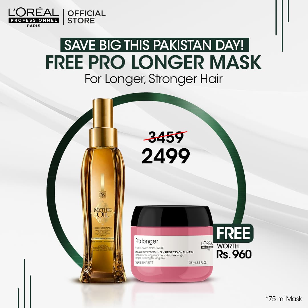 Loreal Professionnel Mythic Oil Originale Hair Oil 100 ML - All Hair Types with Free Pro Longer Mask 75ml