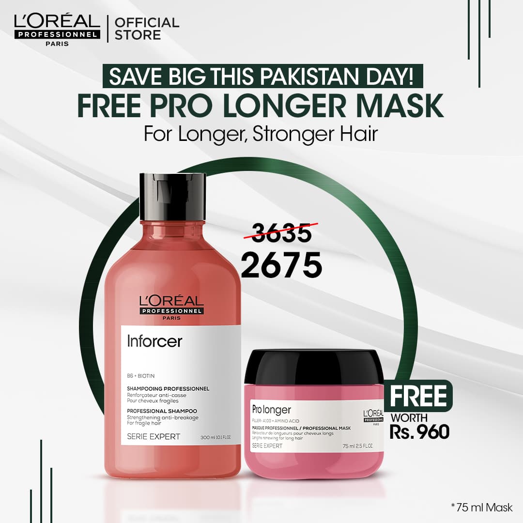 Serie Expert Restage Inforcer Shampoo 300 ML - For Weak & Brittle Hair with Free Pro Longer Mask 75ml