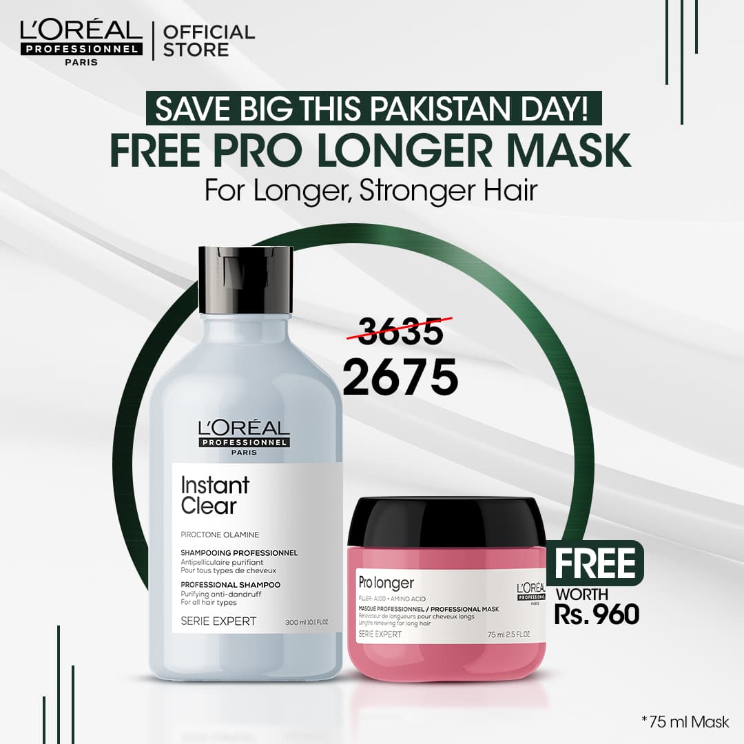 Serie Expert Instant Clear shampoo 300 Ml- for dandruff with Free Pro Longer Mask 75ml