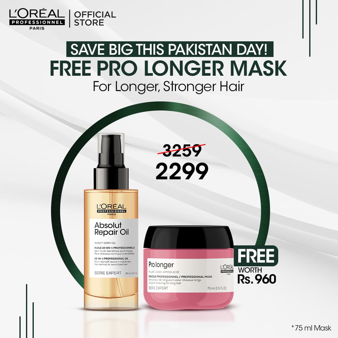 Loreal Professionnel Serie Expert Absolute Repair Hair Serum 90 ML - For Dry & Damaged Hair with Free Pro Longer Mask 75ml