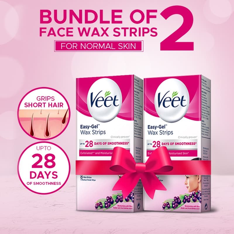 Bundle of 2 Veet Face Wax Strips 15% off Normal