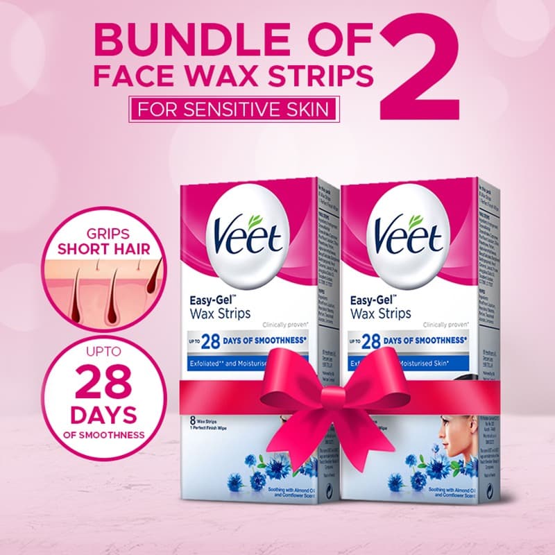 Bundle of 2 Veet Face Wax Strips 15% off Sensitive