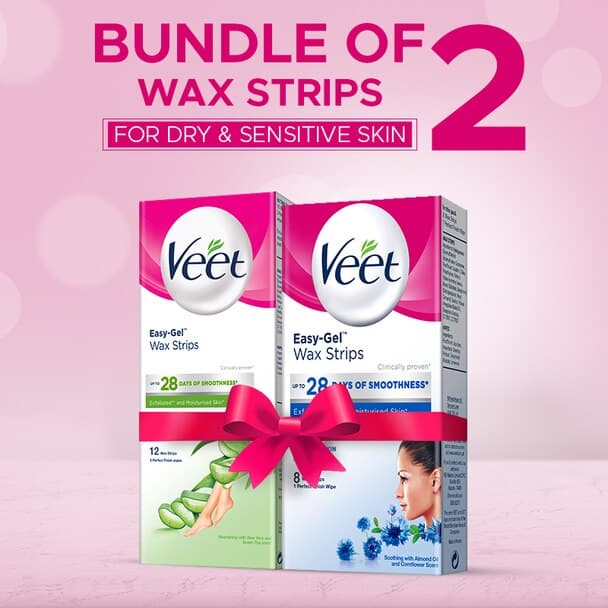 Bundle of Veet Cold Wax Strips Dry 12 wax strips + Veet Face Wax Strips Senstive 8 wax strips 10% off