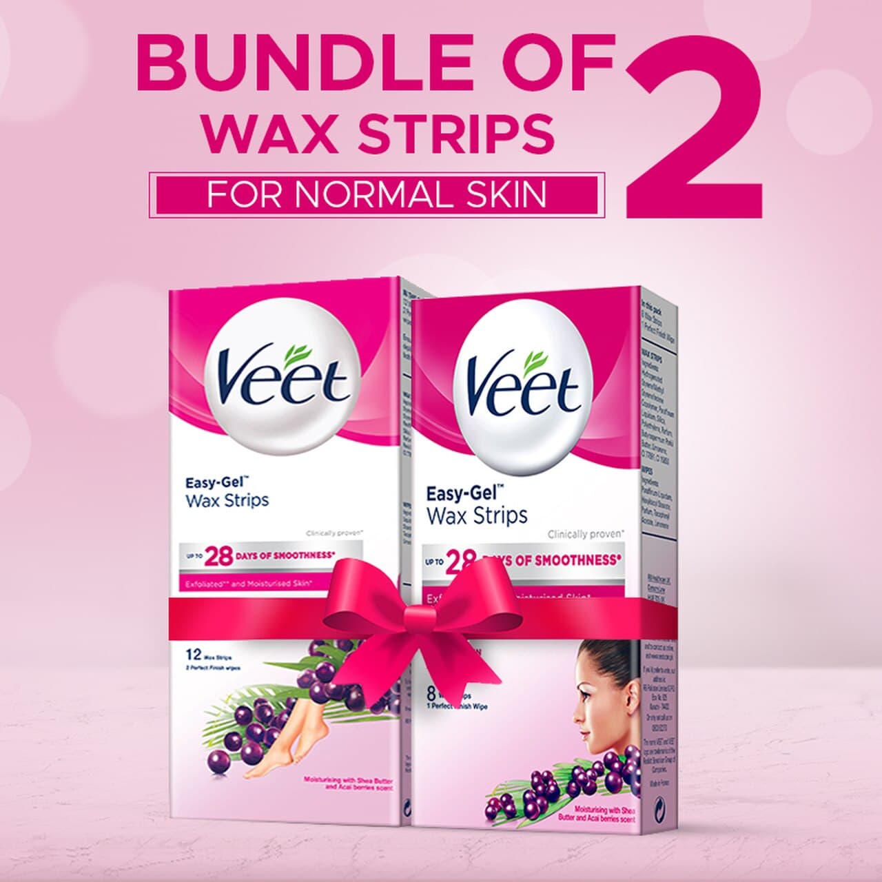 Bundle of Veet Cold Wax Strips Normal 12 wax strips + Veet Face Wax Strips Normal 8 wax strips 10% off