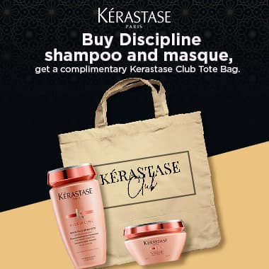 Buy Discipline shampoo and masque Get a complimentary Kerastase Club Tote Bag