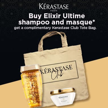 Buy Elixir Ultime Shampoo and masque Get a complimentary Kerastase Club Tote Bag