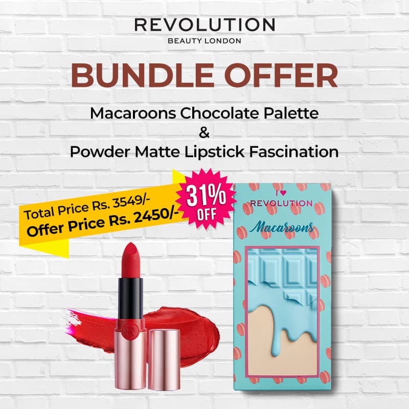 Buy I Heart Revolution Macaroons Chocolate Palette Get Free Revolution Powder Matte Lipstick Fascination