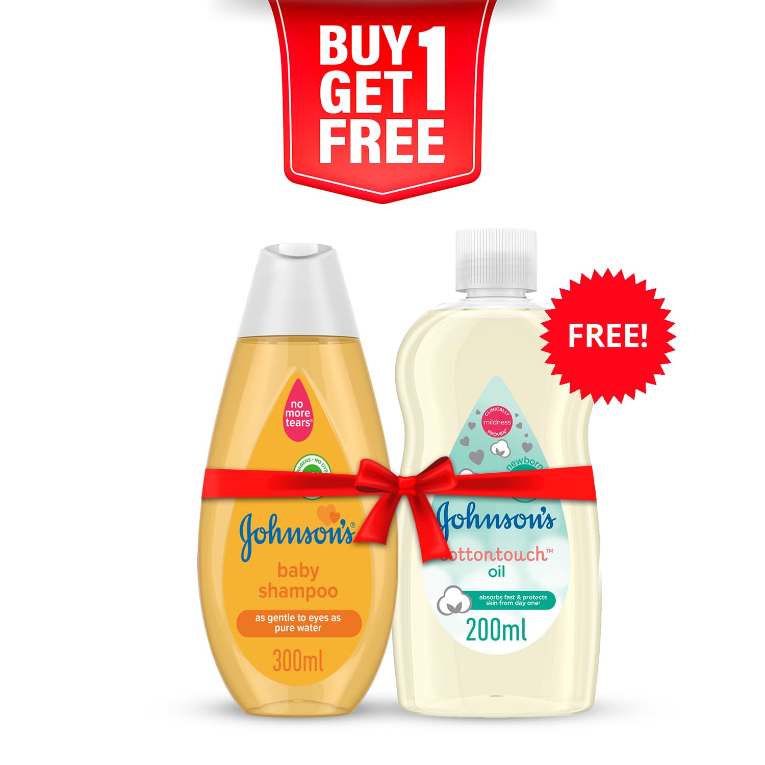 Buy Johnson's Baby Shampoo 300ml & Get Johnson's Baby Cotton Touch Oil 200ml Free
