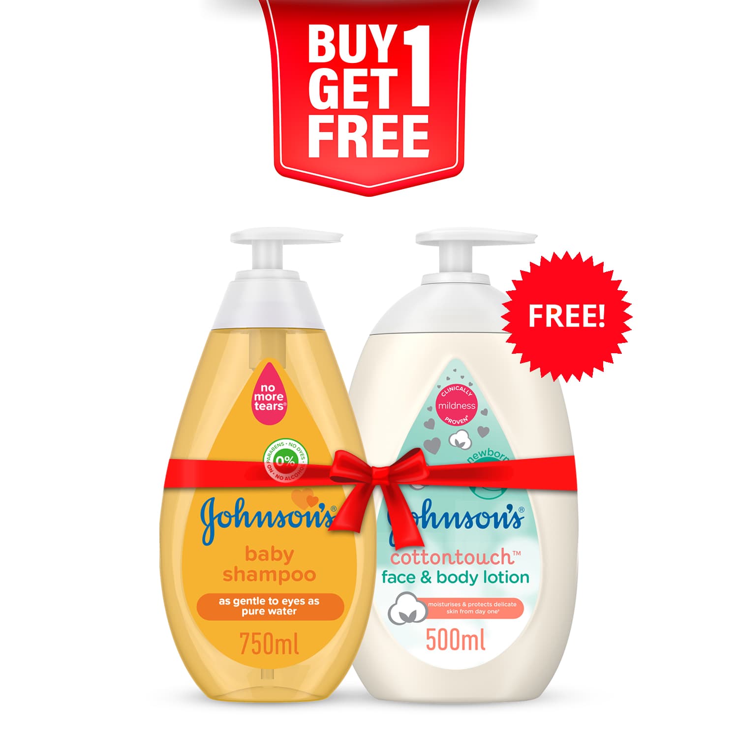 Buy Johnson's Baby Shampoo 750ml & Get Johnson's Baby Cotton Touch Lotion 500ml Free
