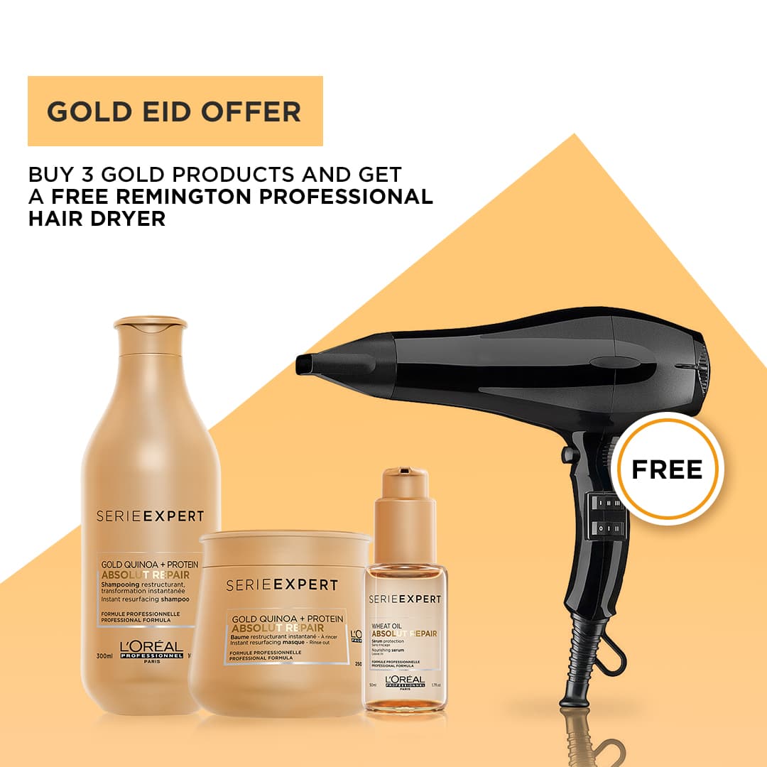 Buy Loreal Professionnel Absolut Repair Shampoo AND Masque And Serum Get Free Remington Professional Hair Dryer
