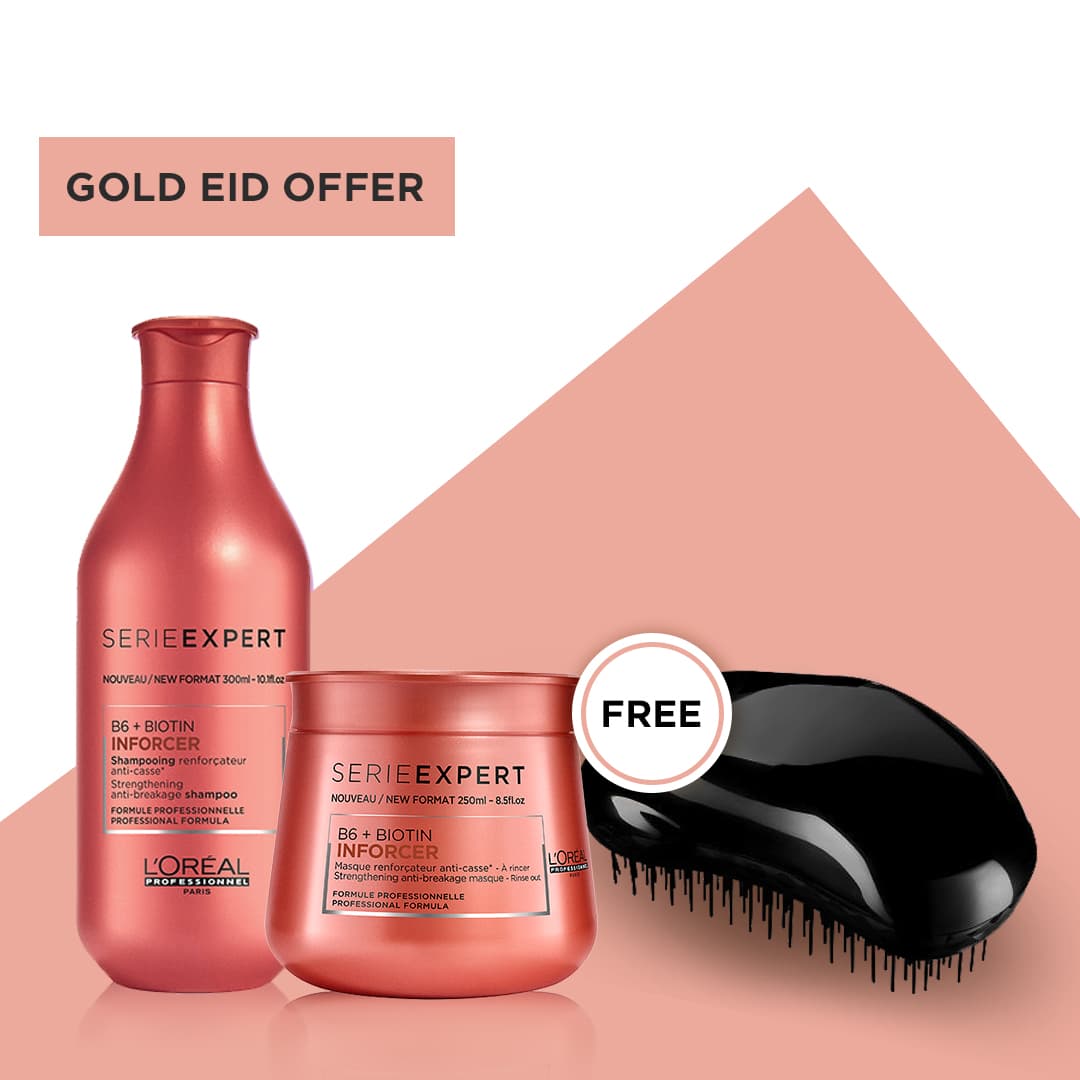 Buy Loreal Professionnel Inforcer Anti-Breakage Shampoo And Masque Get Free Brush