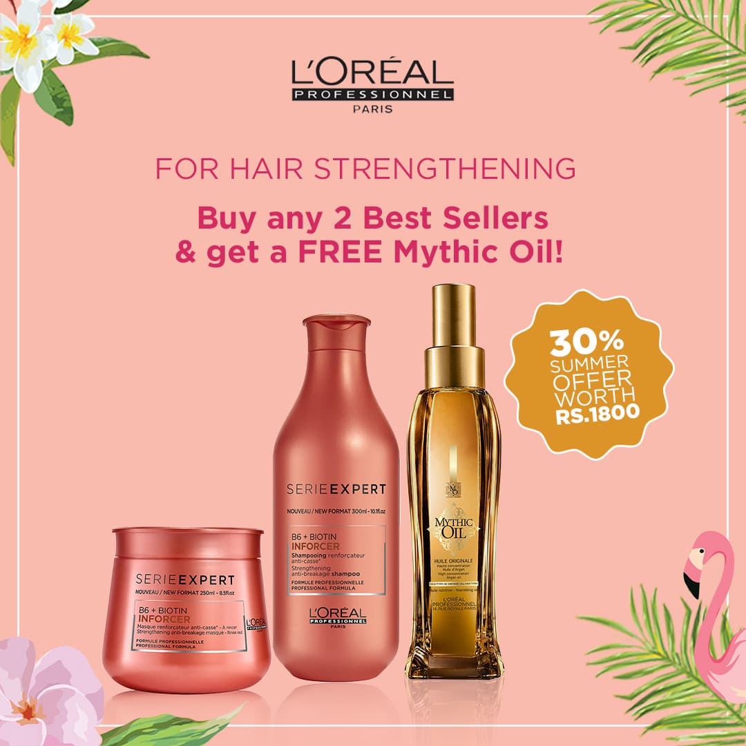 Buy Loreal Professionnel Inforcer Anti-Breakage Shampoo And Masque Get Free Mythic Oil