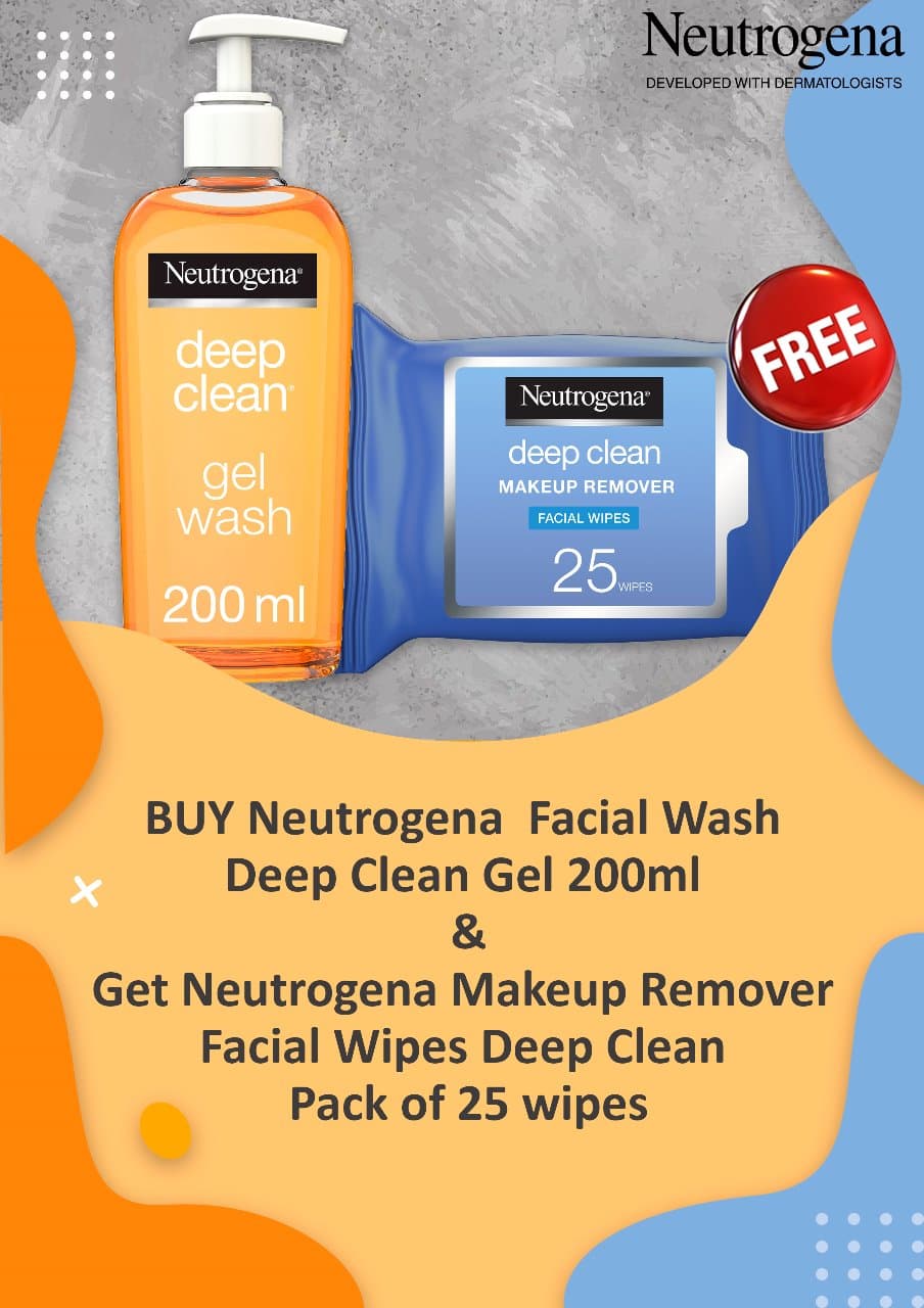 Buy Neutrogena Deep Clean Gel Wash 200ML Get Neutrogena Makeup Remover Wipes