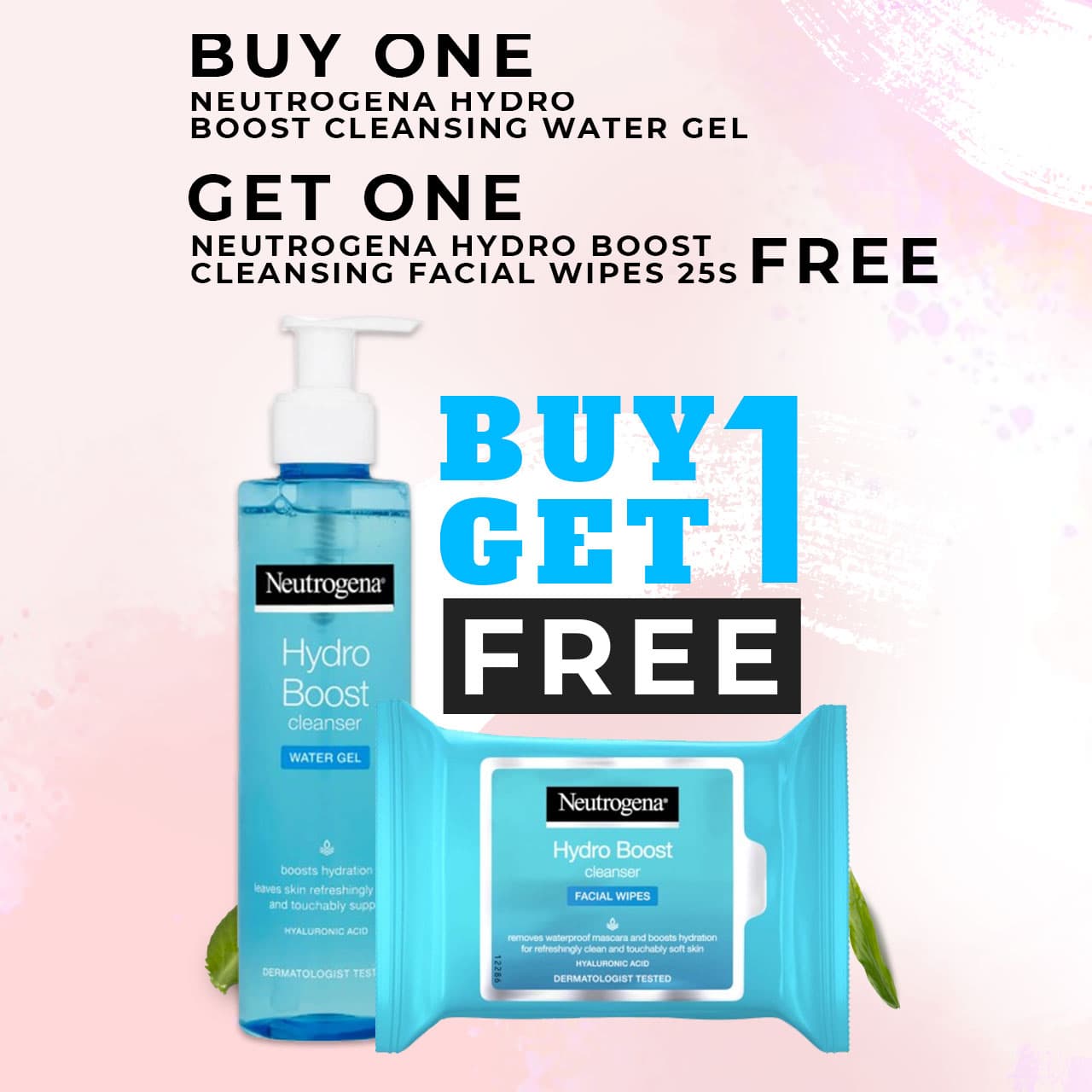 BUY Neutrogena Hydro Boost Cleansing Water Gel GET Neutrogena Hydro Boost Cleansing Facial Wipes 25S