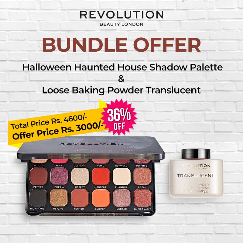 Buy Revolution Halloween Haunted House Shadow Palette Get Free Revolution Loose Baking Powder Translucent