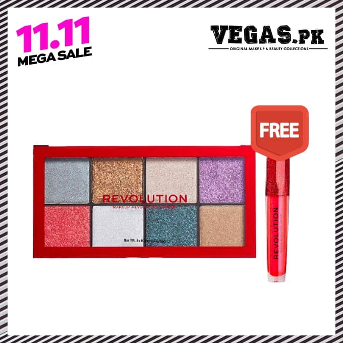 Buy Revolution Halloween Possessed Glitter Palette anf Get Revolution Precious Stone Lip Topper Ruby Crush Free