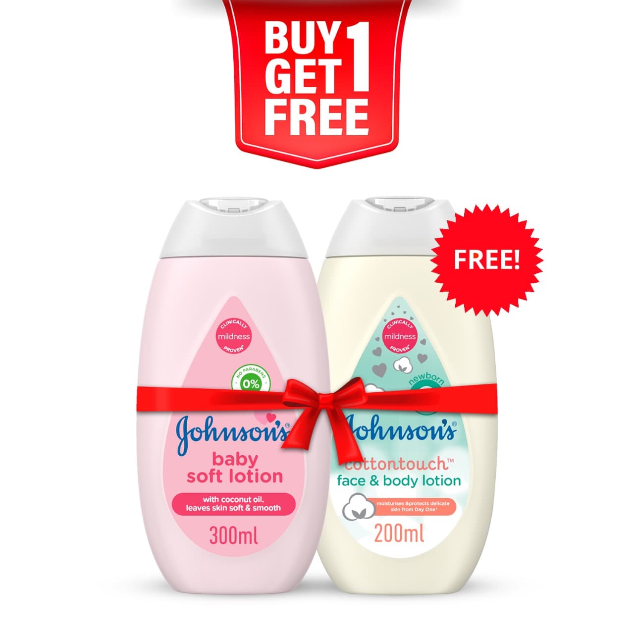 Buy Johnson's Baby Soft Lotion 300ml & Get Johnson's Baby Cotton Touch Lotion 200ml Free