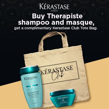 Buy Therapiste shampoo and masque Get a complimentary Kerastase Club Tote Bag