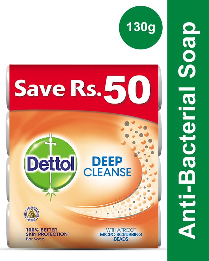 Dettol Soap 130 gm Deep cleanse Buy 4 soaps save Rs 50