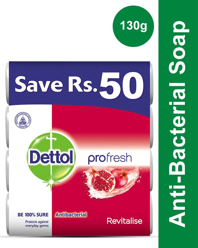 Dettol Soap 130 gm Pomegrate Buy 4 soaps save Rs 50