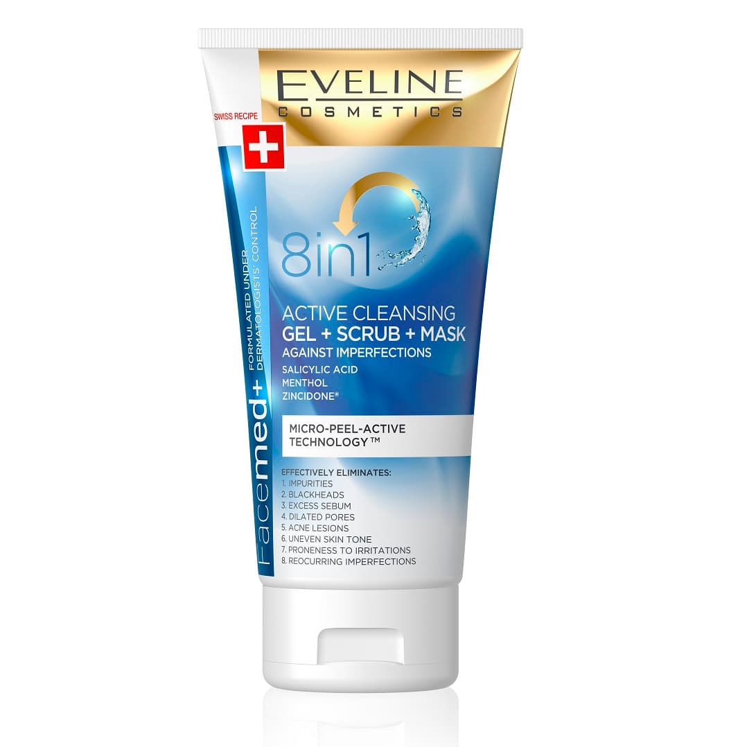 Eveline Facemed+ 8 in 1 Cleansing Gel + Scrub + Mask 150ml