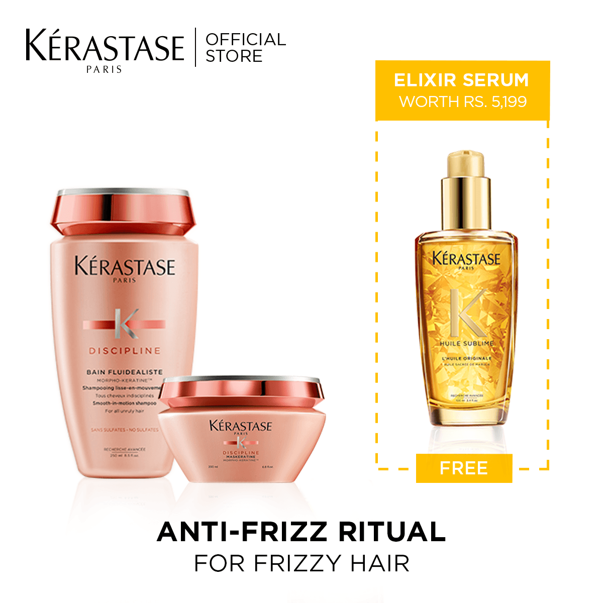 Free Elixir Serum with Anti Frizz Duo - Discipline Shampoo & Mask