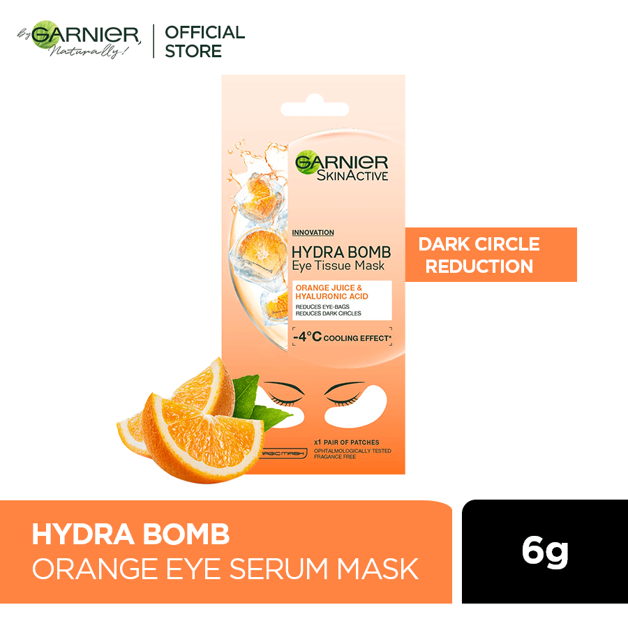 Garnier Skin Active Hydra Bomb Orange Tissue Eye Mask Cooling Effect