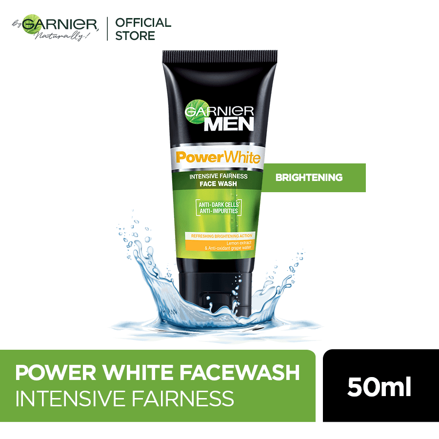 Garnier Men Power White Face Wash 50 ml - For Brighter Skin
