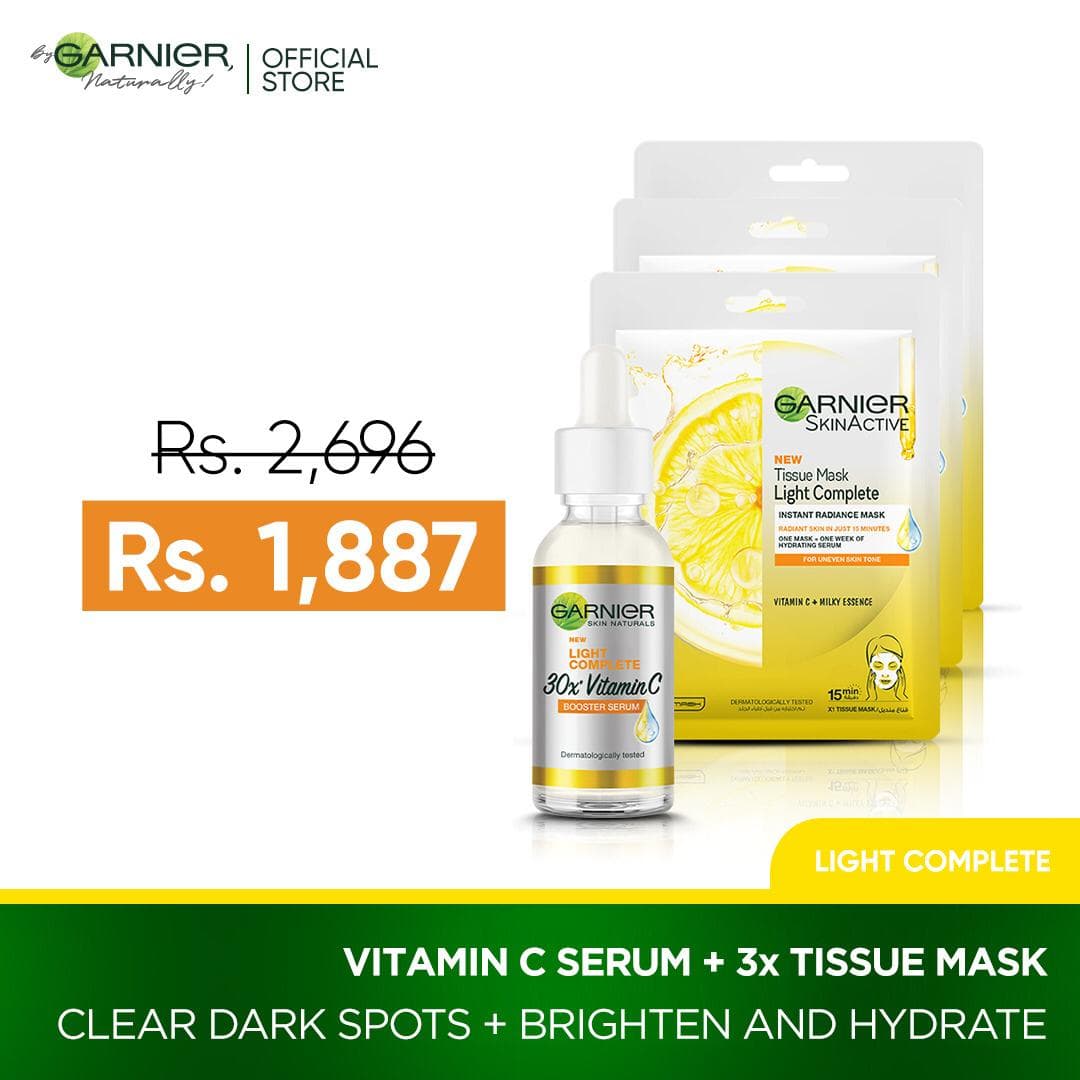 Garnier Vitamin C Serum + Garnier 3 x Tissue Mask