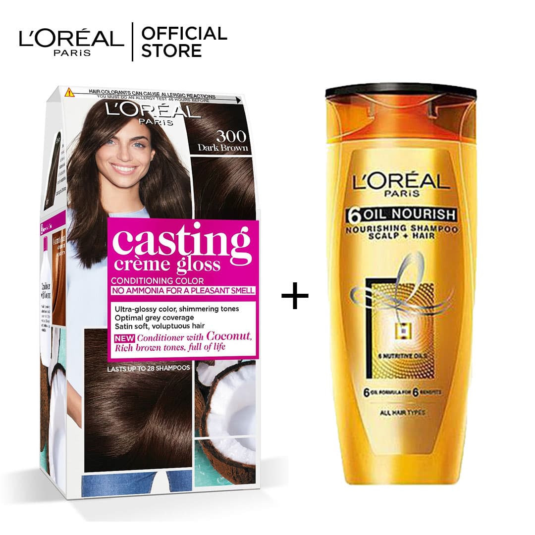 Loreal Paris 6 Oil nourish Shampoo 175ml + Casting Creme Gloss 300