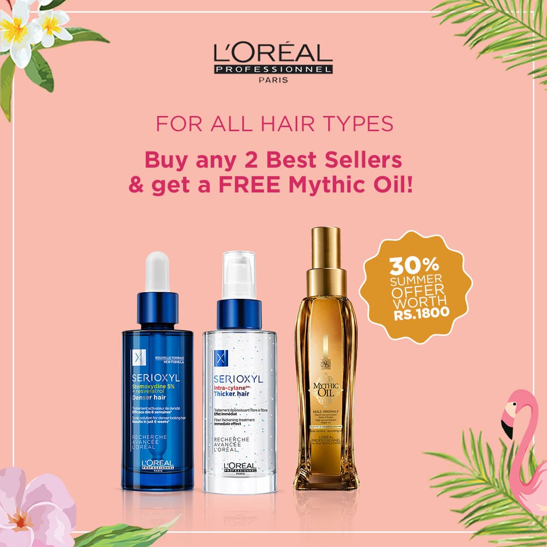 Loreal Professionnel Serioxyl denser and thicker Hair Serum Get Free Mythic Oil