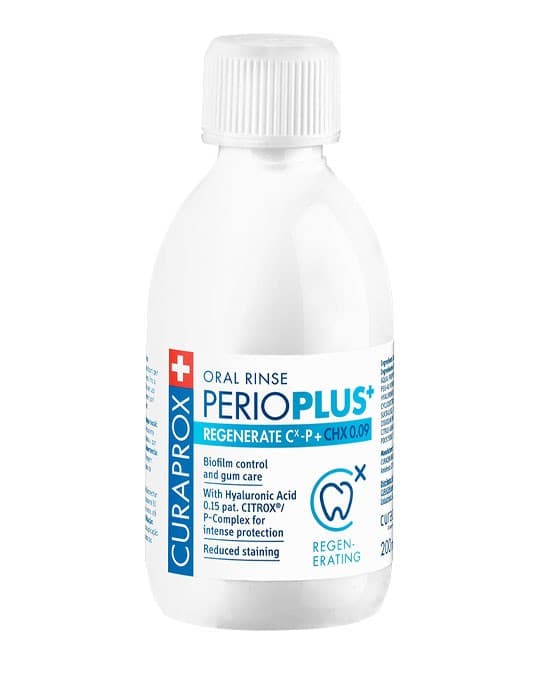 Curaprox Perio Plus+ Regenerate mouthwash with CHX 0.09% and CITROX® P formula 200 ml