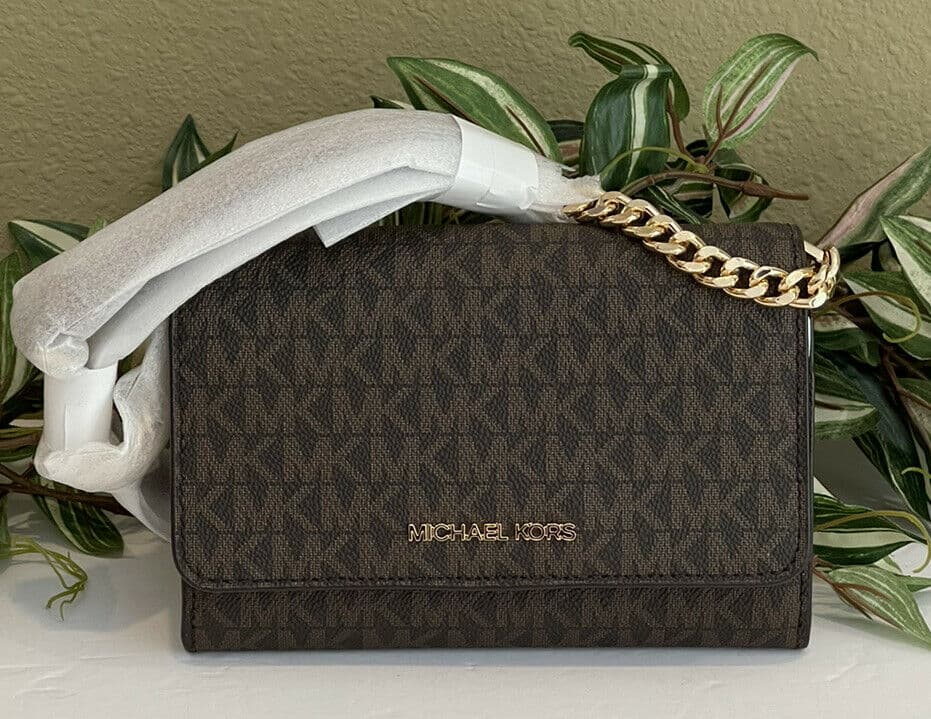 Michael Kors Ladies Signature Cross Body Wallet 35F0GTVC8B Brown
